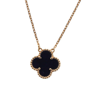 Clover Necklace (Large)-Black/Gold