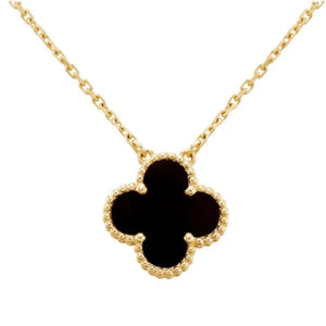 Clover Necklace (Large)-Black/Gold